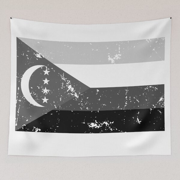 Item preview, Comoros black and white flag vintage grayscale designed and sold by Starstacks.