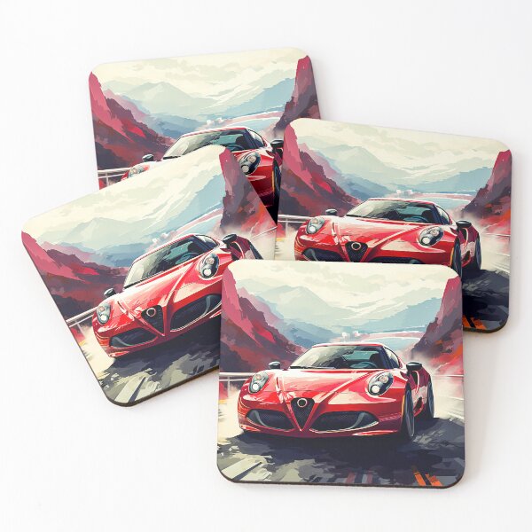 Item preview, Red  Alfa Romeo 4C In Mountain Road  designed and sold by RevUpDesign.
