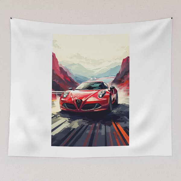 Item preview, Red  Alfa Romeo 4C In Mountain Road  designed and sold by RevUpDesign.