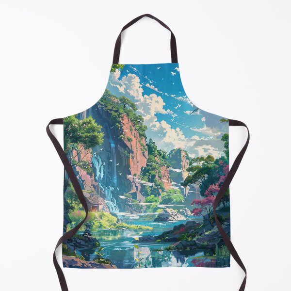 Item preview, Japanese Anime Waterfall Landscape - Waterfall of Peaceful Blue designed and sold by SamuraiSwords.
