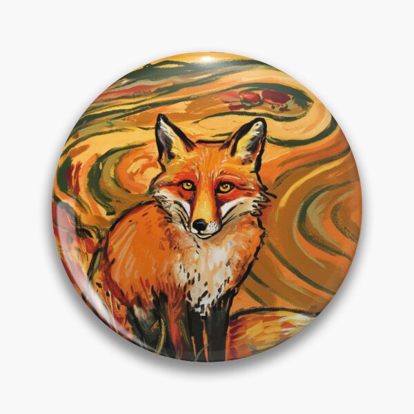 Item preview, Fox Portrait. Autumn season, fall fox, vintage fox, fox painting, Edvard Munch style designed and sold by FoxVibes.