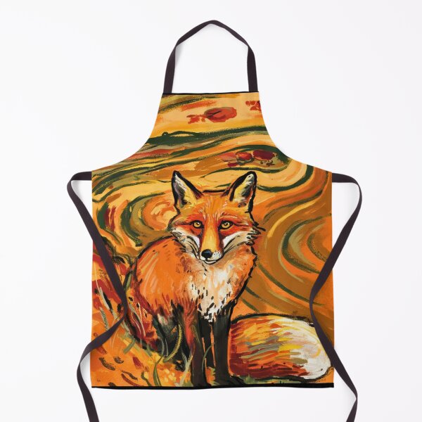 Item preview, Fox Portrait. Autumn season, fall fox, vintage fox, fox painting, Edvard Munch style designed and sold by FoxVibes.
