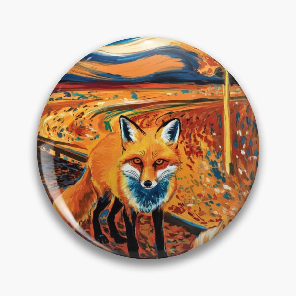 Item preview, Fox Portrait. Autumn season, fall fox, vintage fox, fox painting, Edvard Munch style designed and sold by FoxVibes.