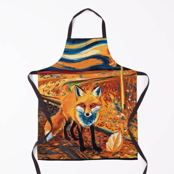 Item preview, Fox Portrait. Autumn season, fall fox, vintage fox, fox painting, Edvard Munch style designed and sold by FoxVibes.