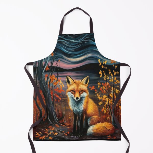 Item preview, Fox Portrait. Autumn season, fall fox, vintage fox, fox painting, Edvard Munch style designed and sold by FoxVibes.