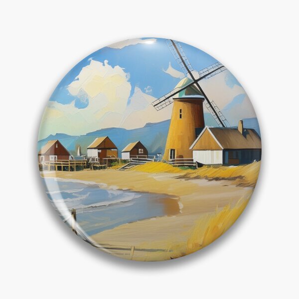 Item preview, Beach and windmill oil painting  designed and sold by Aimeegreen0901.