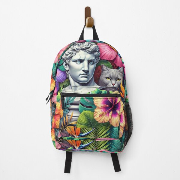 Item preview, David in Tropical Chaos, leaves, flowers, hibiscus, cat designed and sold by humminghaven.