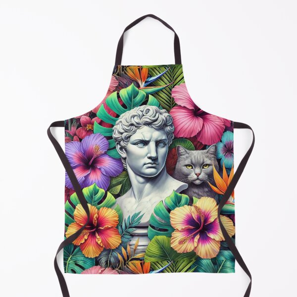 Item preview, David in Tropical Chaos, leaves, flowers, hibiscus, cat designed and sold by humminghaven.