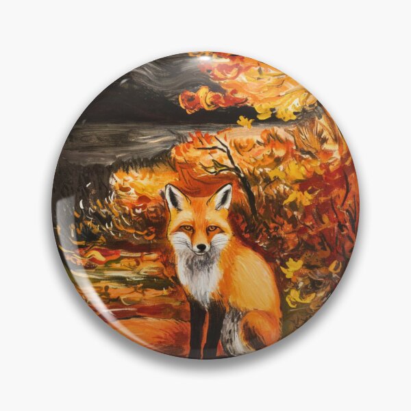 Item preview, Fox Portrait. Autumn season, fall fox, vintage fox, fox painting, Edvard Munch style designed and sold by FoxVibes.