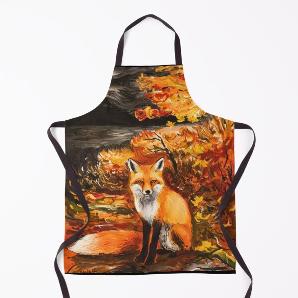 Item preview, Fox Portrait. Autumn season, fall fox, vintage fox, fox painting, Edvard Munch style designed and sold by FoxVibes.