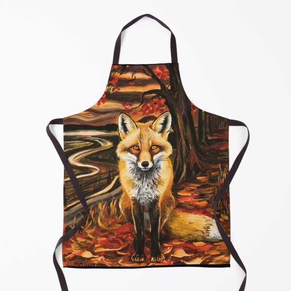 Item preview, Fox Portrait. Autumn season, fall fox, vintage fox, fox painting, Edvard Munch style designed and sold by FoxVibes.