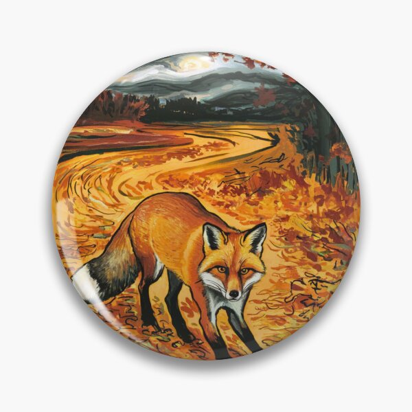 Item preview, Fox Portrait. Autumn season, fall fox, vintage fox, fox painting, Edvard Munch style designed and sold by FoxVibes.