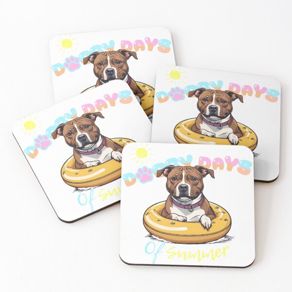 Item preview, Doggy Days of summer aesthetic summer vacation staffordshire bull terrier dog in a swimming ring  designed and sold by GoodyPaws.