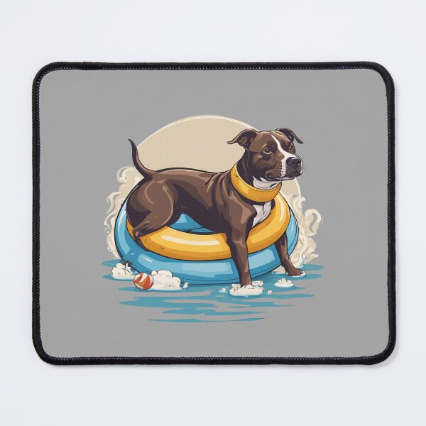 Item preview, Doggy Days of summer aesthetic summer vacation staffordshire bull terrier dog in a swimming ring  designed and sold by GoodyPaws.