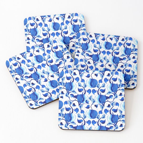 Item preview, Watercolor apples, blue on a white background designed and sold by Alex  Blud.