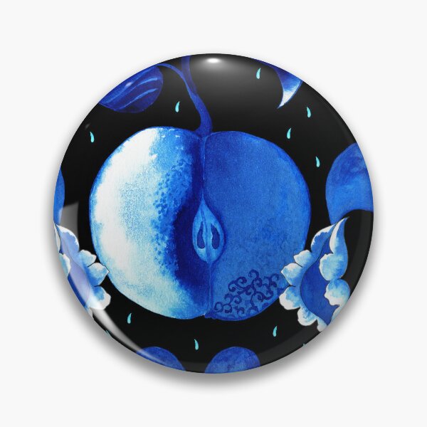 Item preview, Watercolor apples, blue on a black background designed and sold by Alex  Blud.