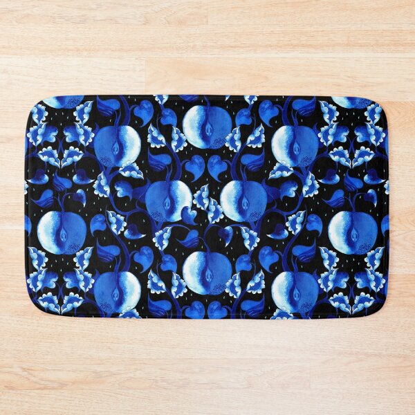 Item preview, Watercolor apples, blue on a black background designed and sold by Alex  Blud.