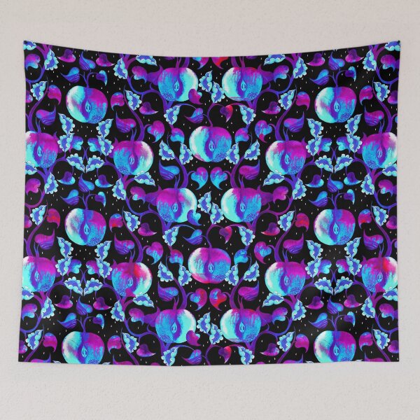 Item preview, Watercolor apples, blue-pink on a black background designed and sold by Alex  Blud.