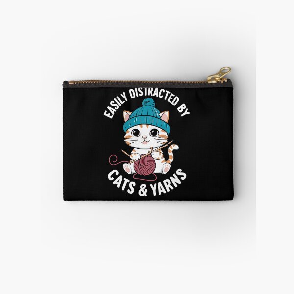 Item preview, Easily Distracted By Cats & Yarns Knitting Humor designed and sold by Hananiah Merch.