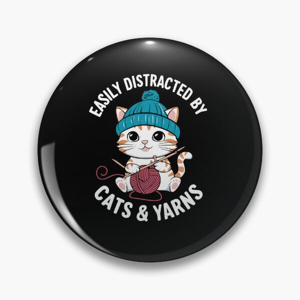 Item preview, Easily Distracted By Cats & Yarns Knitting Humor designed and sold by Hananiah Merch.