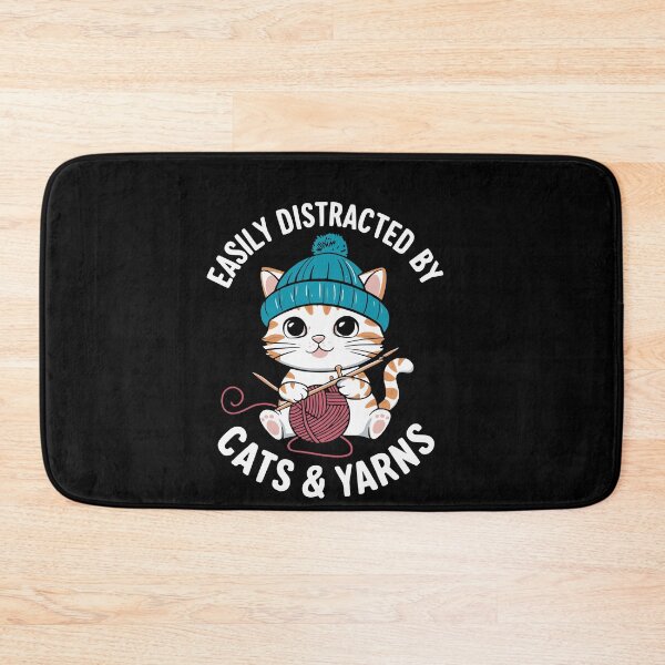 Item preview, Easily Distracted By Cats & Yarns Knitting Humor designed and sold by Hananiah Merch.