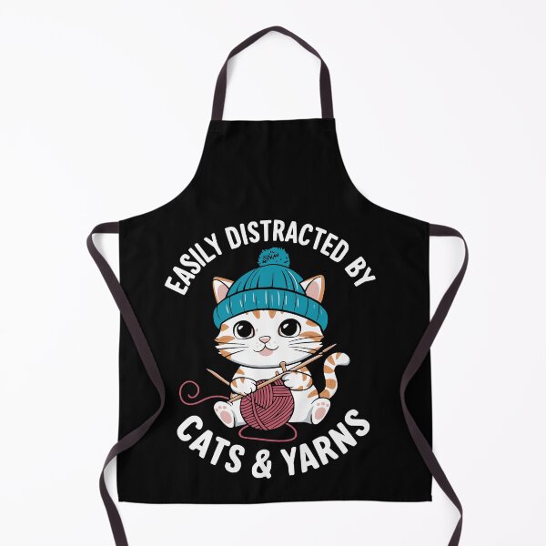 Item preview, Easily Distracted By Cats & Yarns Knitting Humor designed and sold by Hananiah Merch.