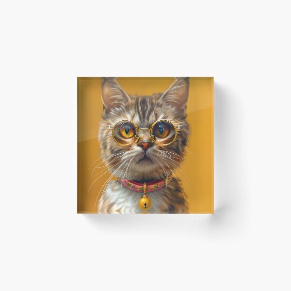 Item preview, Portrait of a cat with glasses designed and sold by HappyStickBike.