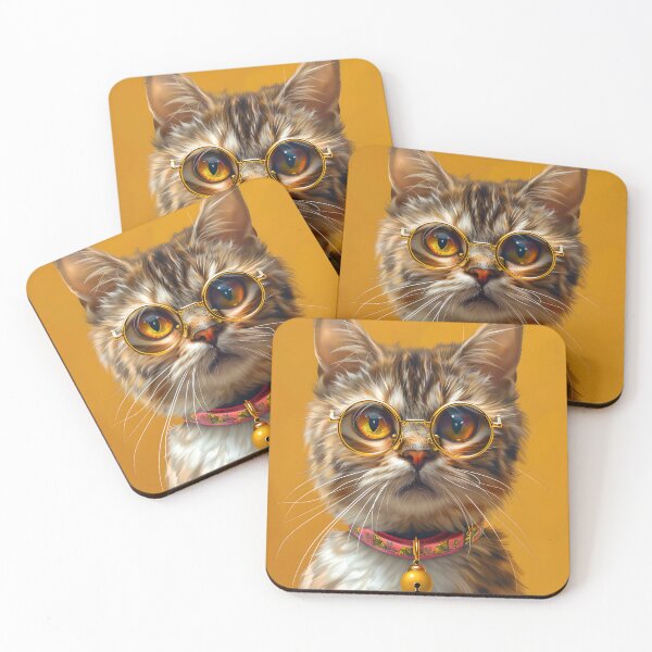 Item preview, Portrait of a cat with glasses designed and sold by HappyStickBike.