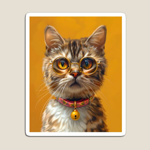 Item preview, Portrait of a cat with glasses designed and sold by HappyStickBike.