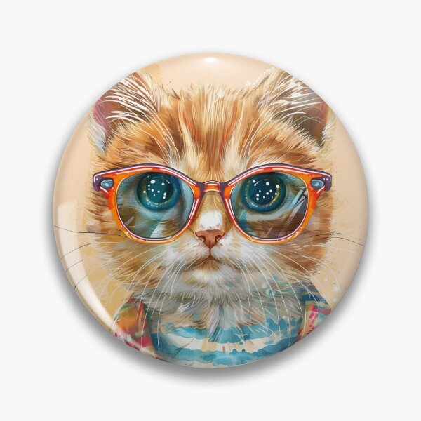 Item preview, Portrait of a cat with glasses designed and sold by HappyStickBike.