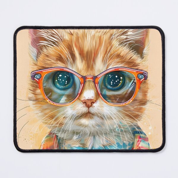 Item preview, Portrait of a cat with glasses designed and sold by HappyStickBike.