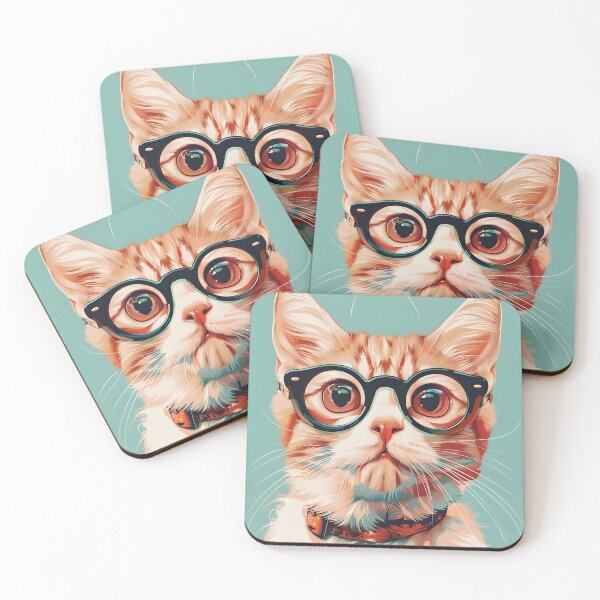 Item preview, Portrait of a cat with glasses designed and sold by HappyStickBike.