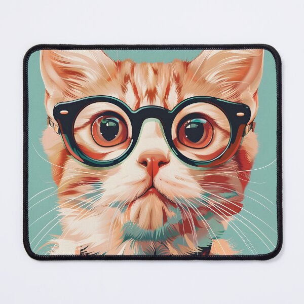 Item preview, Portrait of a cat with glasses designed and sold by HappyStickBike.