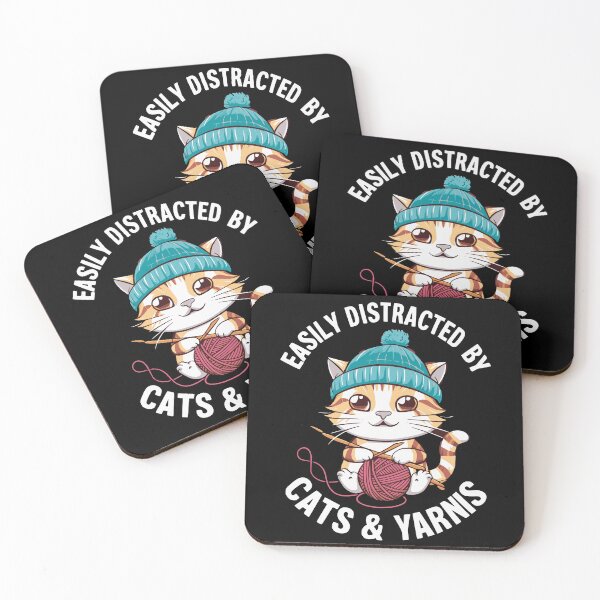 Item preview, Easily Distracted By Cats & Yarns Crafting Cat designed and sold by Hananiah Merch.
