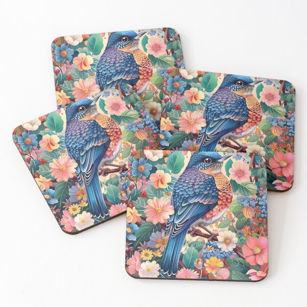 Item preview, A colorful bird among flowers designed and sold by HappyStickBike.