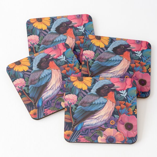 Item preview, A colorful bird among flowers designed and sold by HappyStickBike.