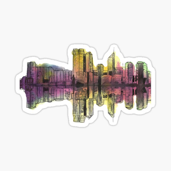 Item preview, Perth Cityscape Watercolor Painting with River Reflection designed and sold by jennamartina.