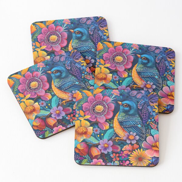 Item preview, A colorful bird among flowers designed and sold by HappyStickBike.
