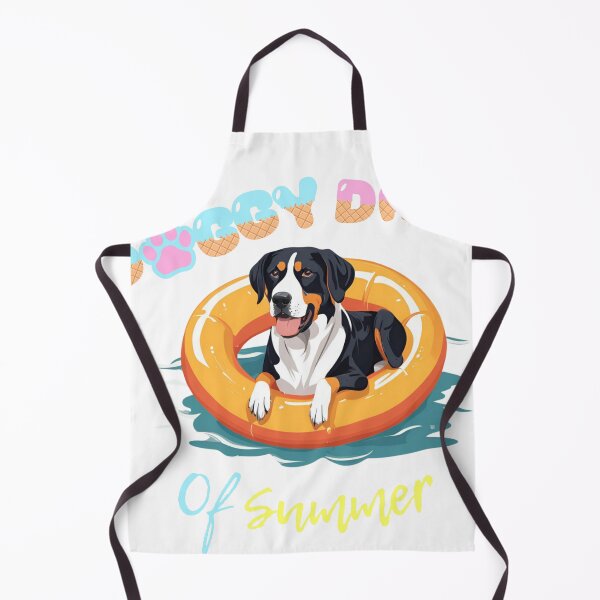 Item preview, Doggy Days of summer aesthetic summer vacation greater swiss mountain dog in a swimming ring designed and sold by GoodyPaws.