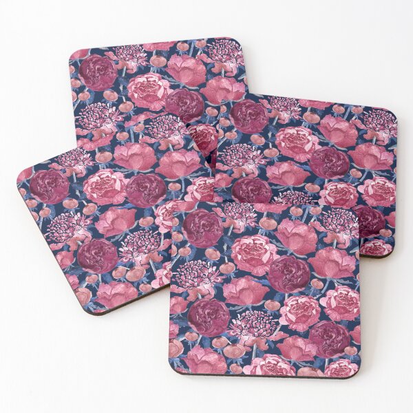 Item preview, Watercolor red peonies on a blue background designed and sold by Alex  Blud.