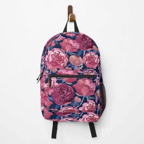 Item preview, Watercolor red peonies on a blue background designed and sold by Alex Blud.