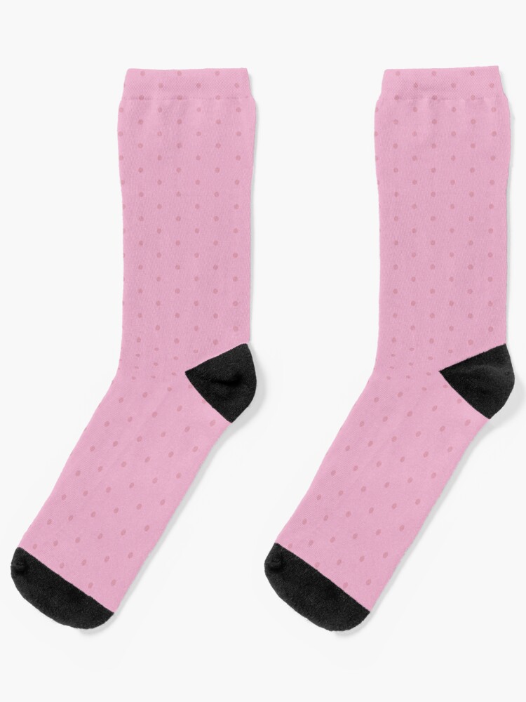 Socks, Geometric Dusky Rose Sea Pink Polka Dots On Lilac Sachet designed and sold by Triplicate Limited