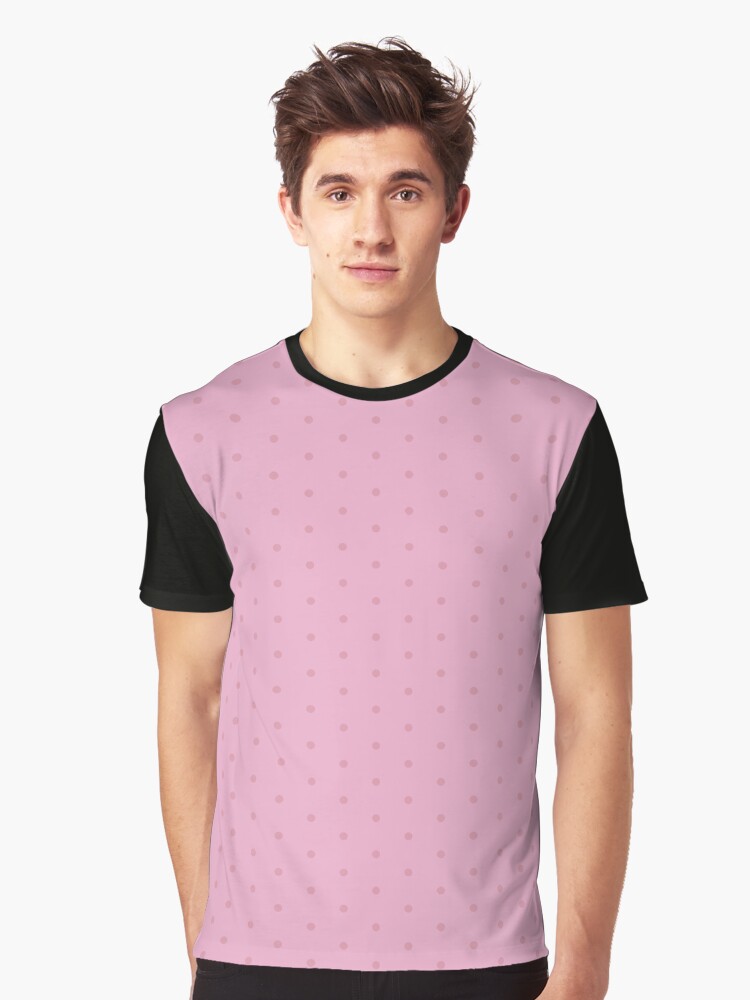 Graphic T-Shirt, Geometric Dusky Rose Sea Pink Polka Dots On Lilac Sachet designed and sold by Triplicate Limited