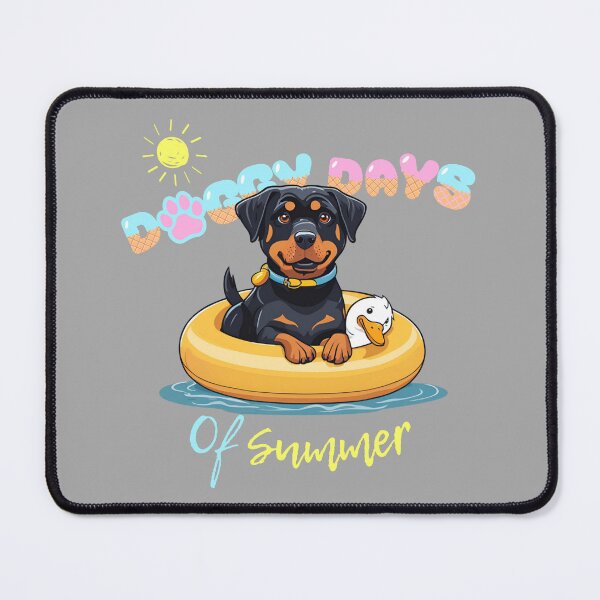 Item preview,  Doggy Days of summer aesthetic summer vacation rottweiler  dog in a swimming ring  designed and sold by GoodyPaws.