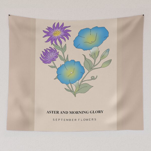 Item preview, September Birth Flowers: Aster and Morning Glory designed and sold by Malena HM.