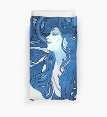 Alphonse Mucha Job blaue Farbvariante Bettbezug
