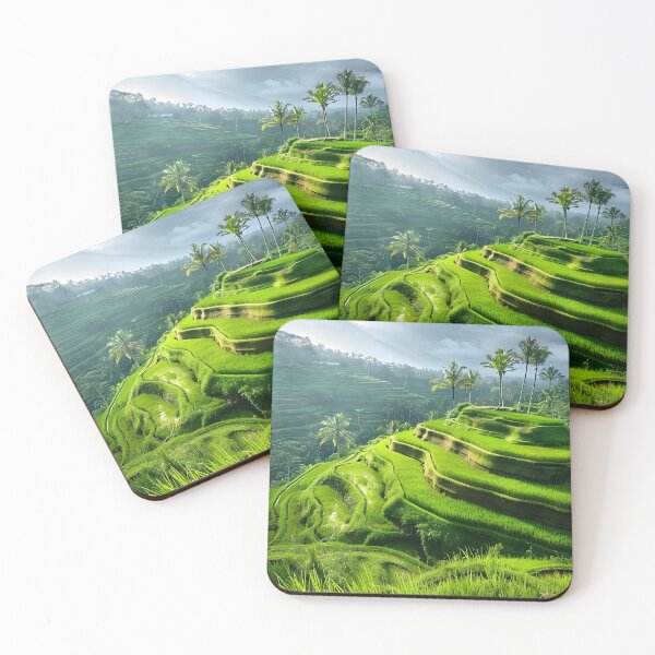 Item preview, Lush green terraced rice fields under a dramatic sky. designed and sold by Artessie.