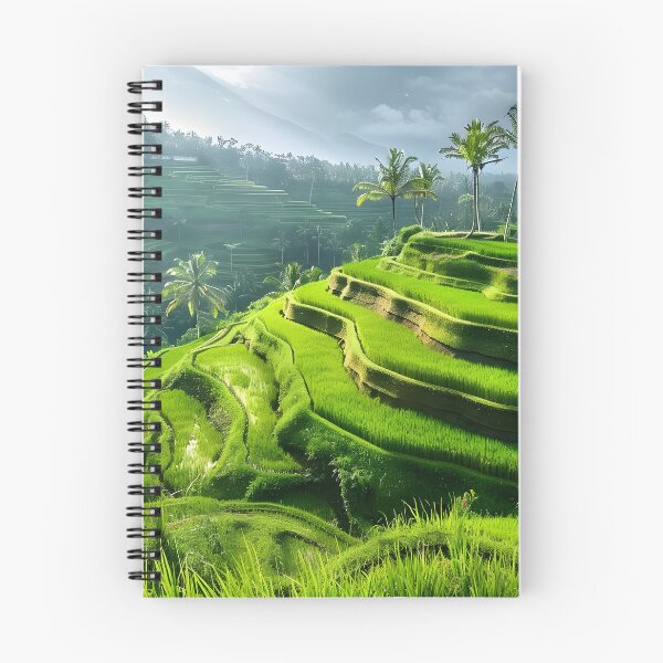 Item preview, Lush green terraced rice fields under a dramatic sky. designed and sold by Artessie.
