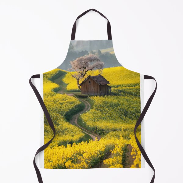 Item preview, Scenic path through yellow fields with solitary cabin designed and sold by Artessie.