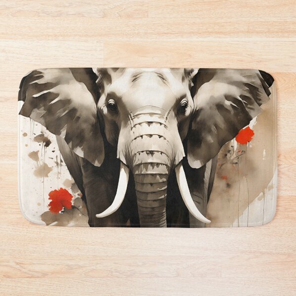 Item preview, Watercolor sepia elephant art - Center composition. Combination of traditional ukiyo-e and conceptual art. Truly unique and captivating work of art. designed and sold by Andrey-Myagkov.